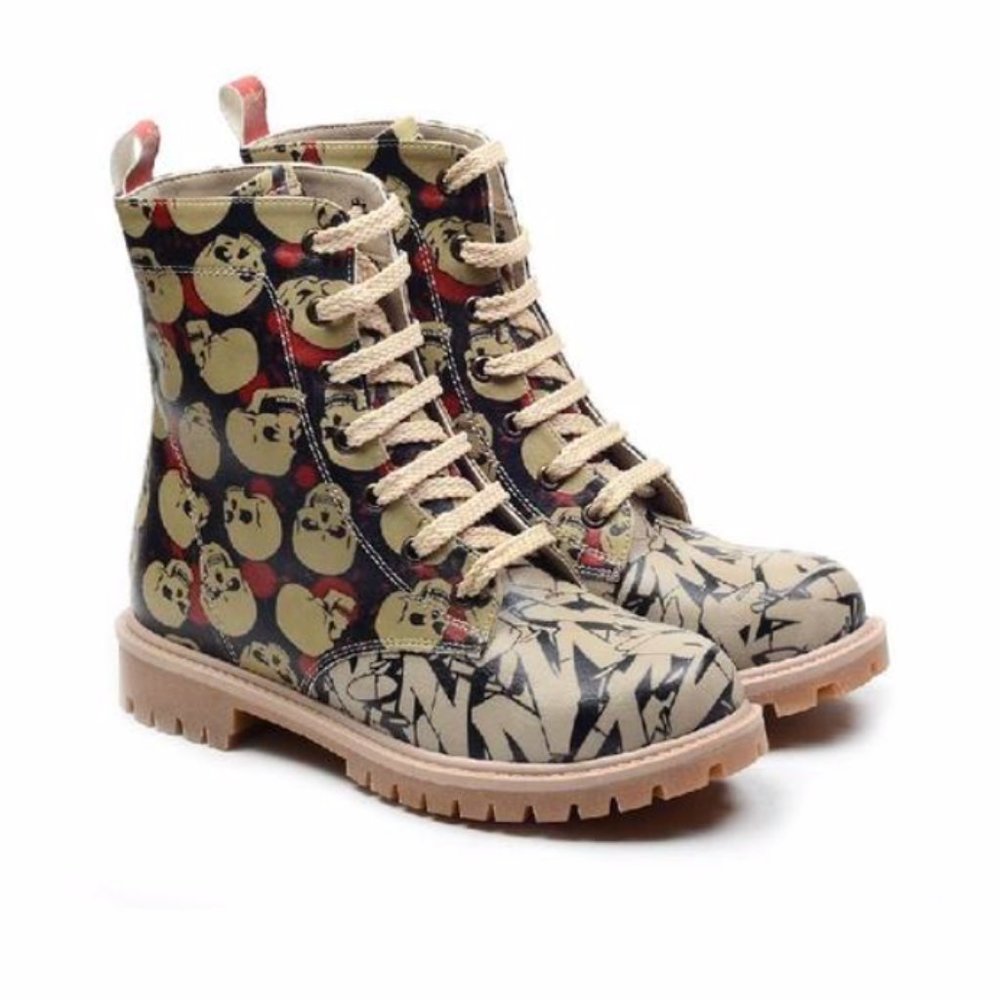 Graphic Art Skull Boots - Goby Shoes Halloween - Picture 1 of 5